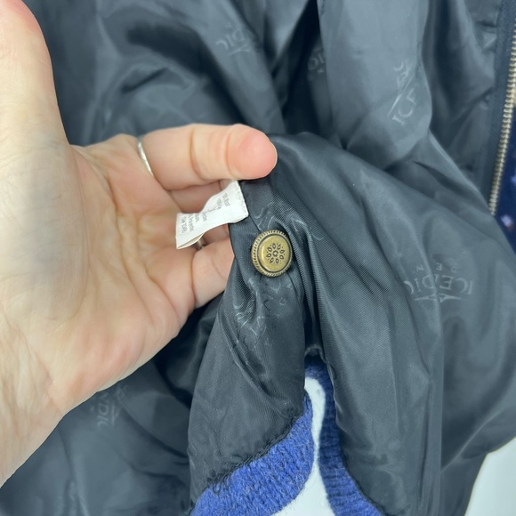 Icelandic design vintage wool, zip front lined sweater floral print jacket M - Picture 5 of 11